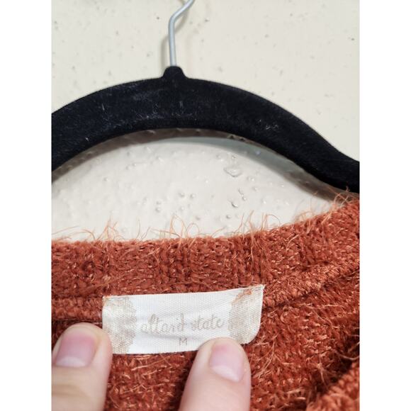 Altar'd State Women's Orange Round Neck Pullover‎ Fringe Sweater Size Medium - Picture 3 of 6